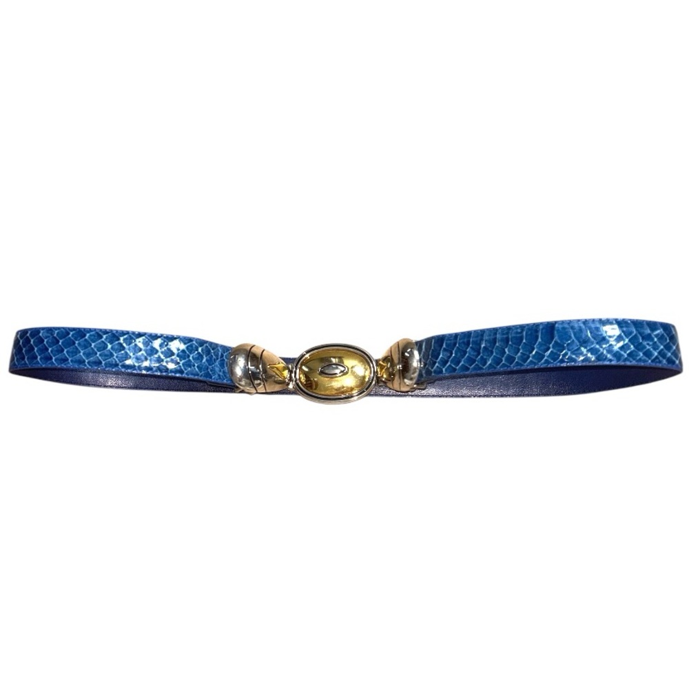 Vintage Genuine Reptile Leather Blue Women's Belt